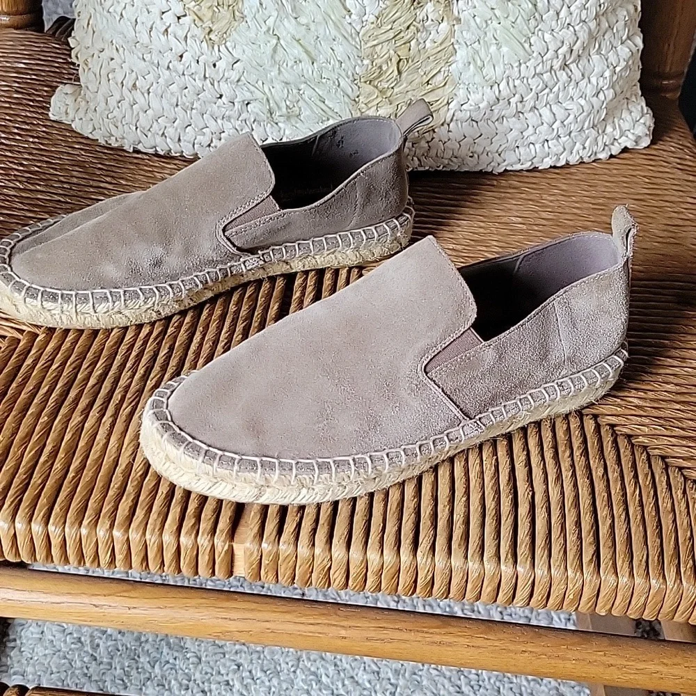 Vince Robin Espadrille Taupe Suede Flat Loafers, size 5M